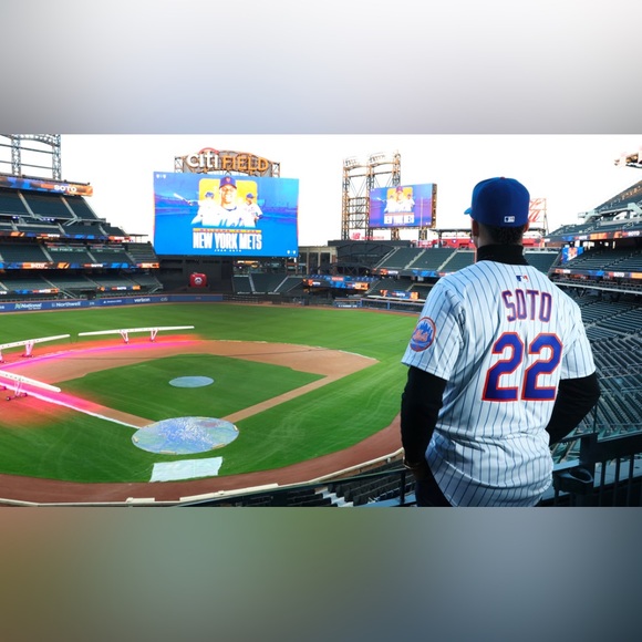 Nike New York Mets Juan Soto #22 Pinstripe with Patch Baseball Jersey Mens Sz XL - Picture 7 of 8